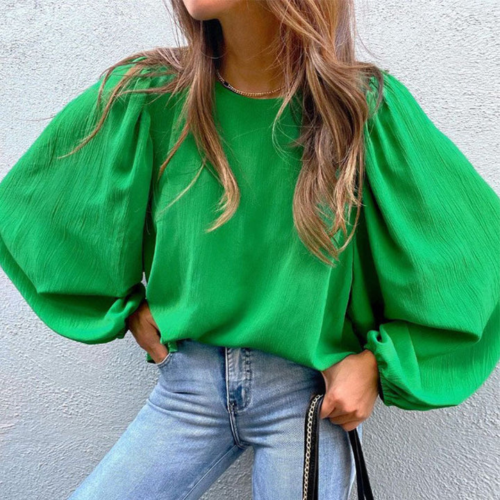 Damen Elegante Bluse mit Puffärmeln Drune