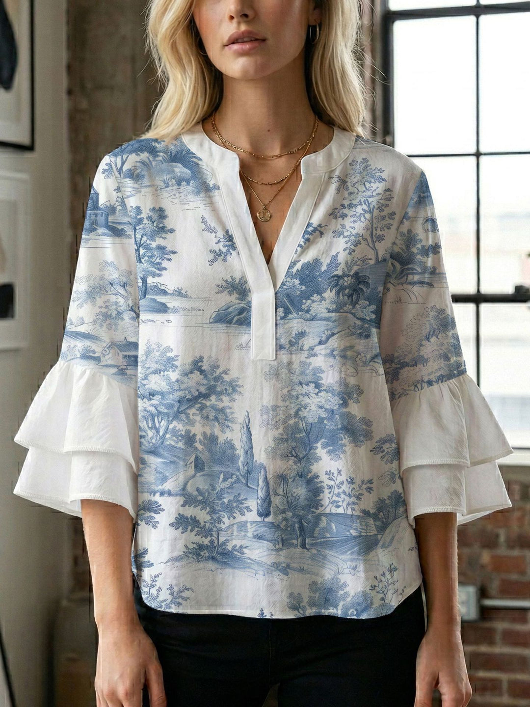 Damen Bluse mit wunderschönen floralem Design Drune