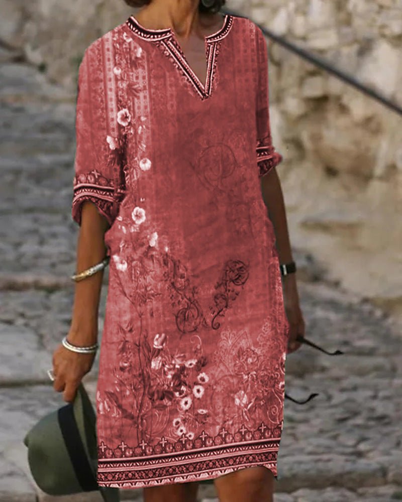 Damen luftiges Sommerkleid mit floralem Design Drune