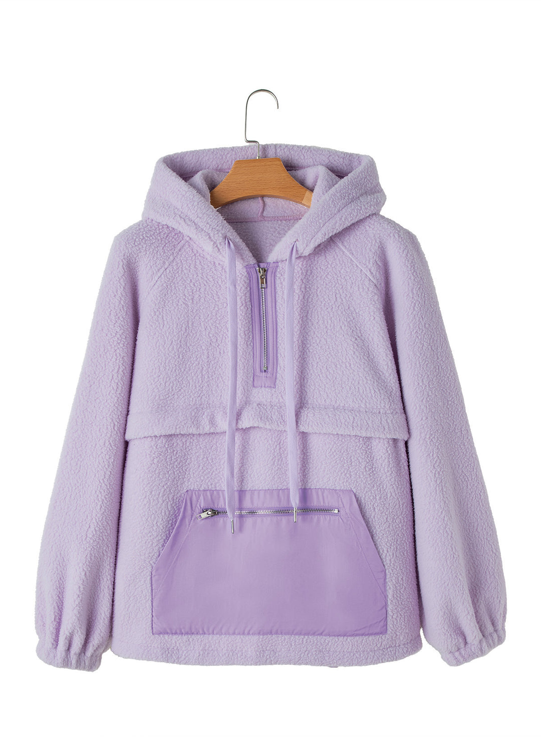 Damen Fleece-Pullover mit hohem Kragen und praktischer Fronttasche Drune