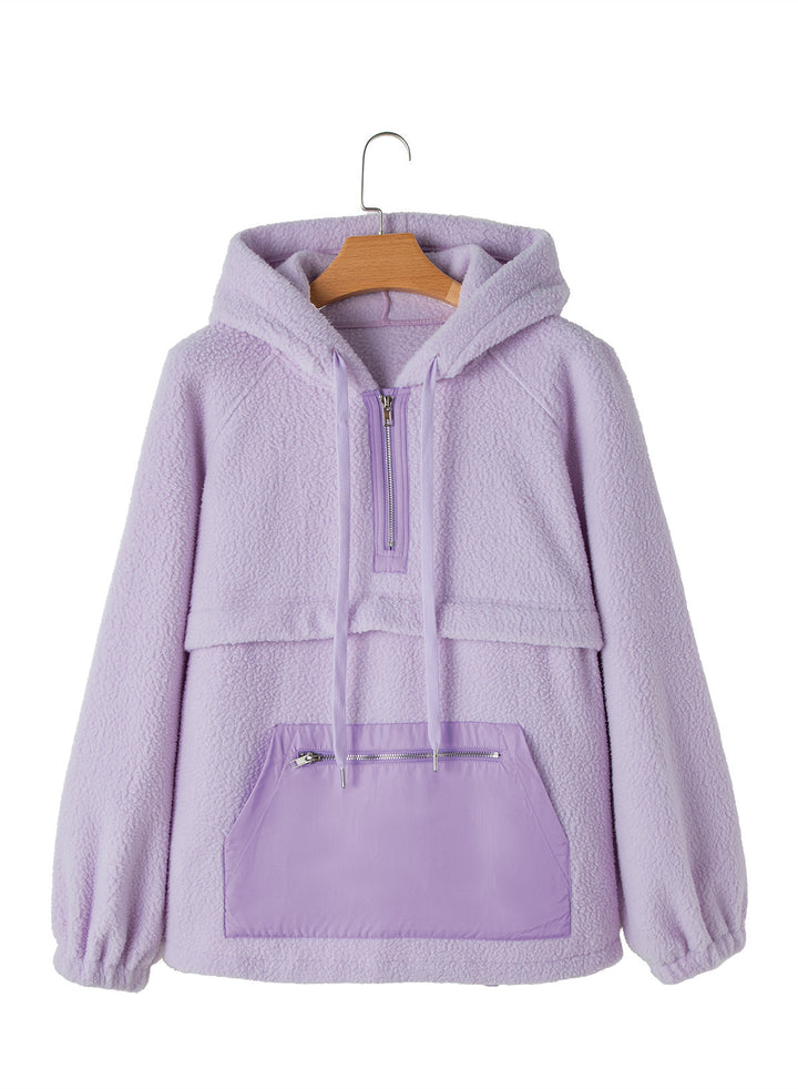 Damen Fleece-Pullover mit hohem Kragen und praktischer Fronttasche Drune