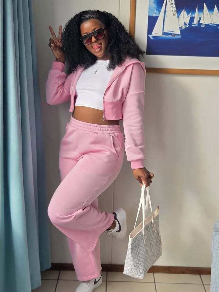 Damen Bequemer Fleece-Loungewear-Anzug mit cropped Jacke Drune