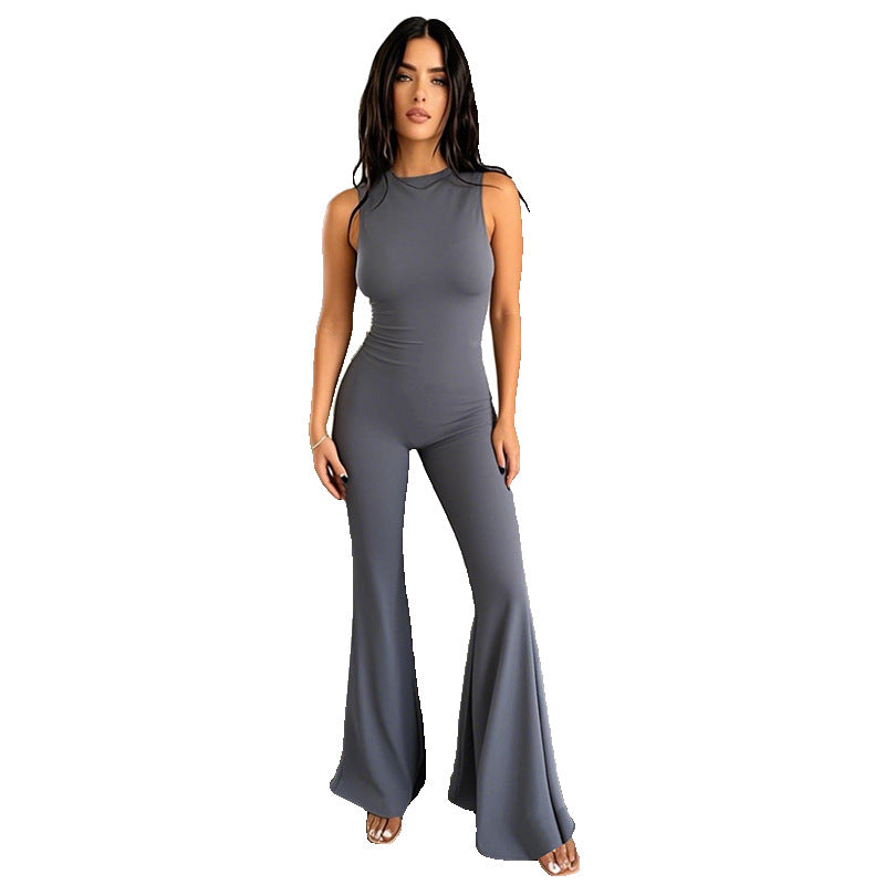 Damen Fließender Jumpsuit mit ausgestellt Bein Drune