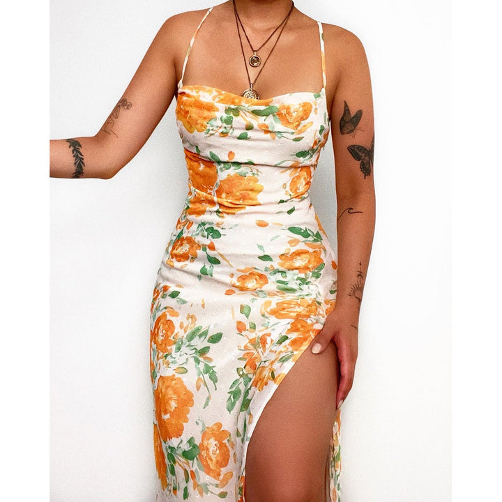 Damen Blumenmuster Maxikleid Drune