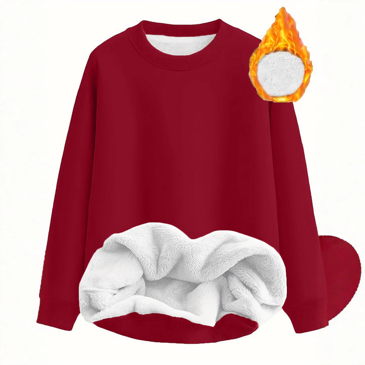 Damen Kuscheliger Fleece-Pullover mit weichem Innenfutter und elastischem Bund Drune