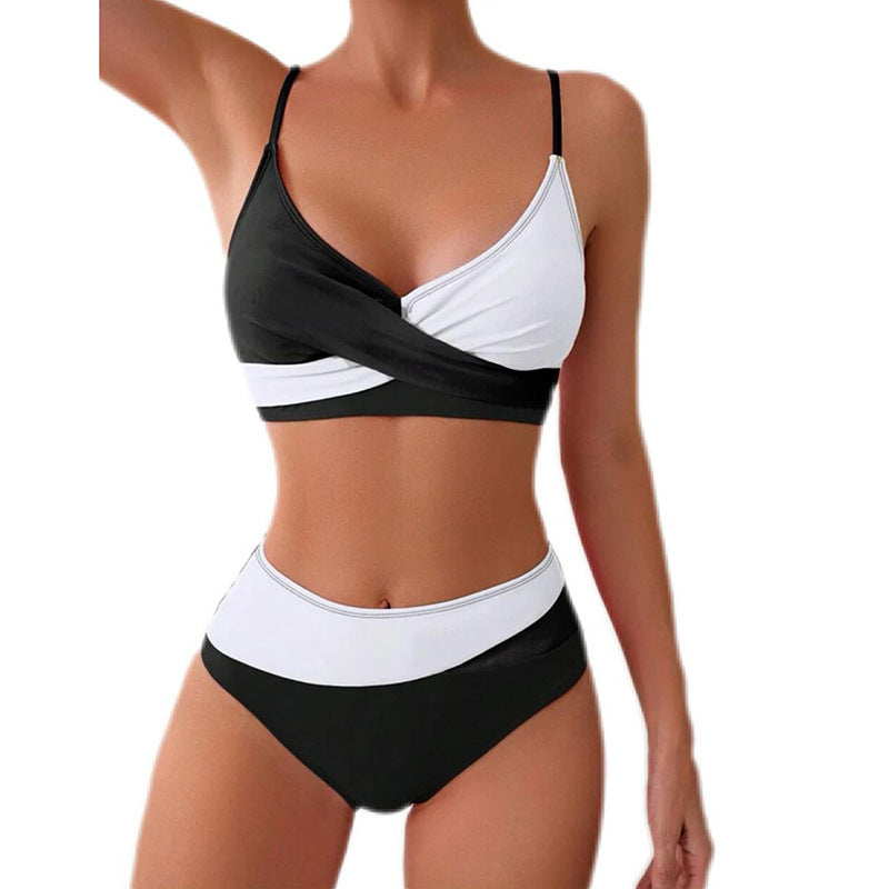 Damen Hoch tailliertes Bikini-Set mit modischem Wickeloberteil Drune