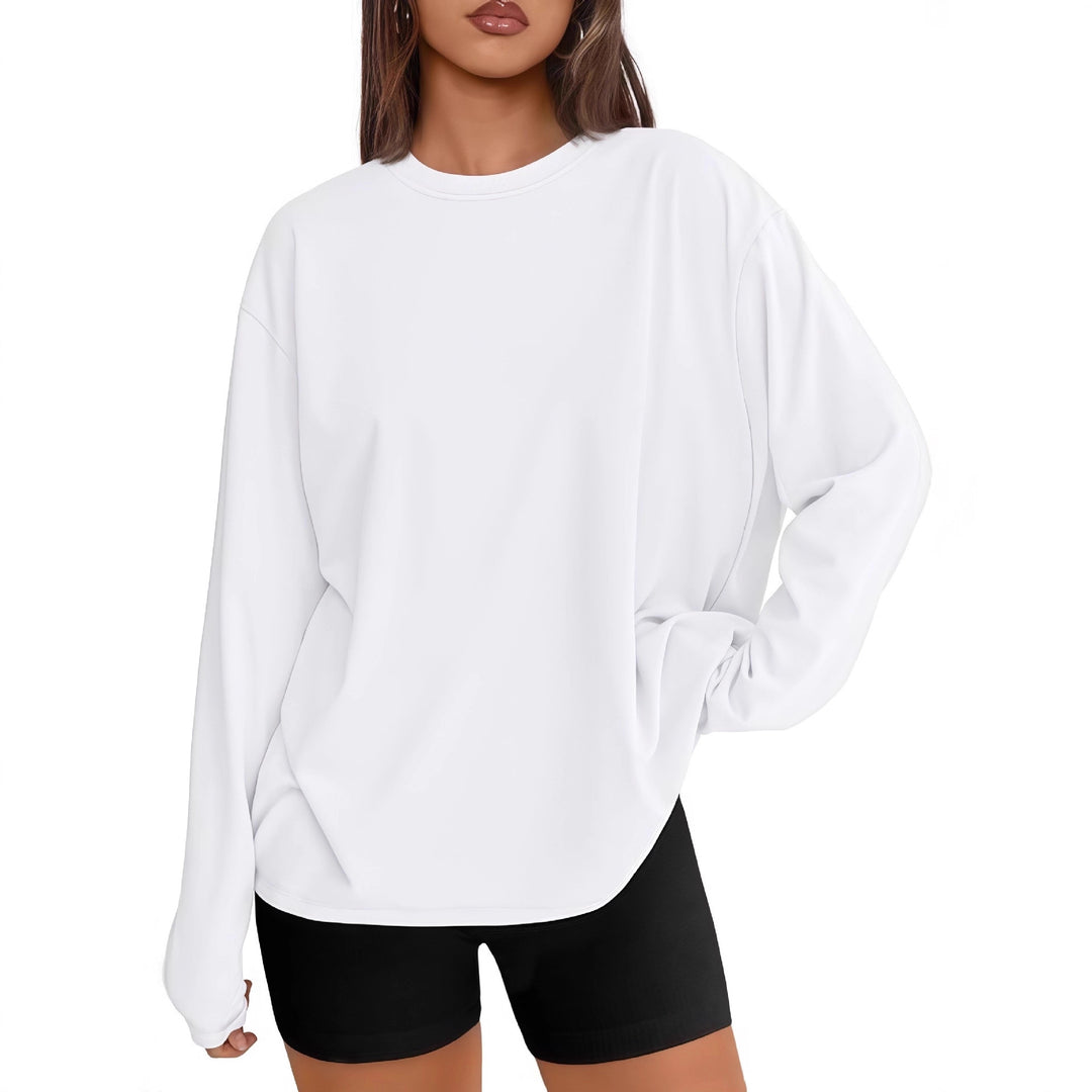 Damen Lässiges Sweatshirt mit übergroßen Ärmeln und Rundhalsausschnitt Drune