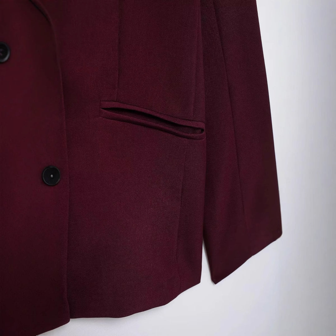 Damen elegante Doppelreiher Blazerjacke Drune