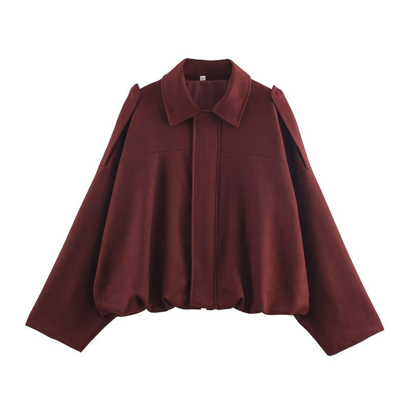 Damen cropped Jacke mit elegantem Kragen und praktischen Pattentaschen Drune