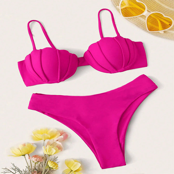 Damen Bikini-Set mit Schalen-Oberteil und hochgeschnittenem Unterteil Drune
