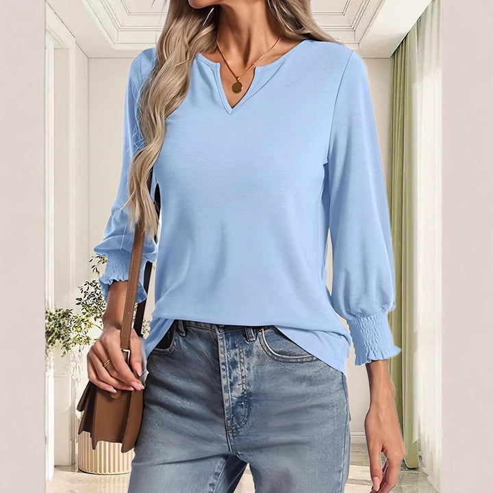 Damen lässiges Blusenshirt mit elastischen Ärmelbündchen Drune