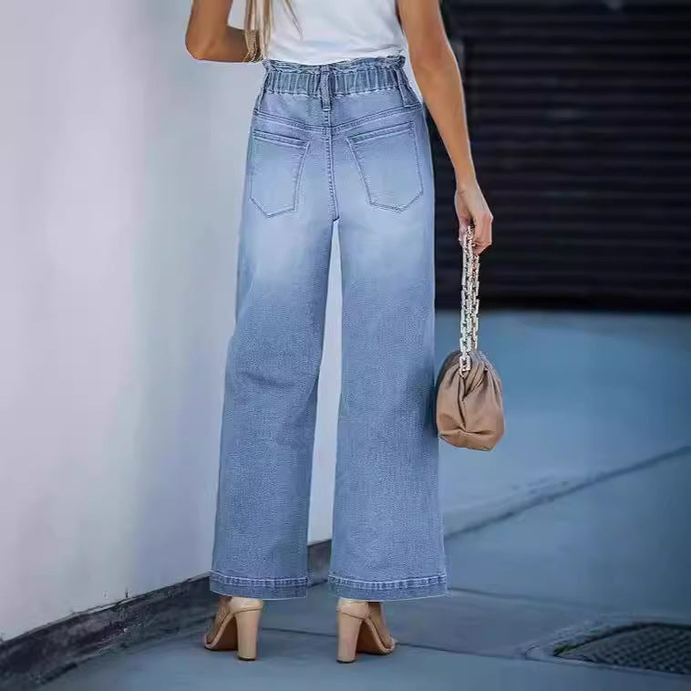 Damen Hochgeschnittene Jeans mit weitem Bein Drune