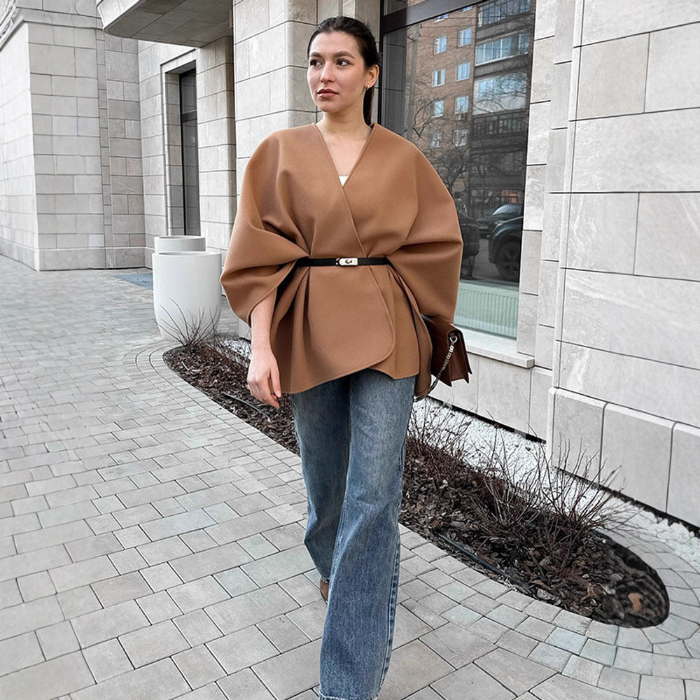 Damen modische Capeshirt mit asymmetrischem Design Drune