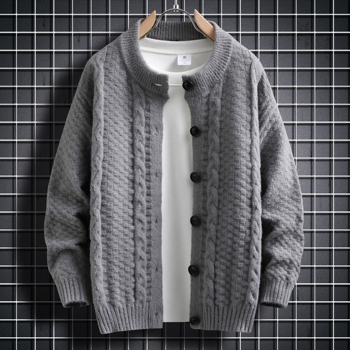 Damen Strickjacke mit strukturiertem Zopfmuster und durchgehenden Knöpfen Drune