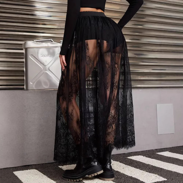 Damen Elegante Spitzen-Maxiröcke mit hohem Bund Drune