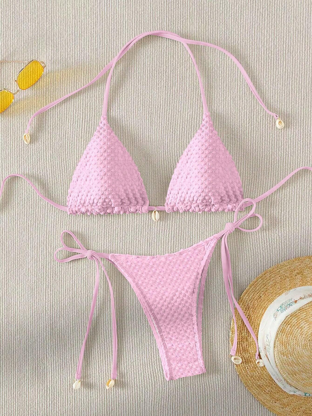 Damen Triangle-Bikini mit strukturiertem Material und zarten Bindebändern Drune