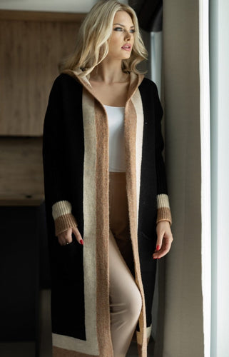 Drune | Mantel - Strickdesign - Oversized Fit - Lange Ärmel mit Taschen und Kontrastbesatz