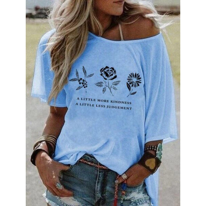 Damen lässiges Boho-T-Shirt mit floralem Motiv Drune