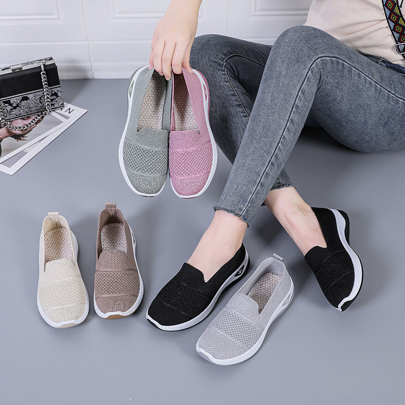 Damen nan gestrickter Slip-On Komfortsneaker mit sockenähnlicher Passform, atmungsaktivem Strickoberteil und stoßdämpfender EVA-Zwischensohle Drune
