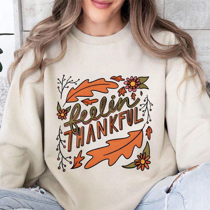 Damen Sweatshirt mit buntem Herbstmotiv und inspirierendem Schriftzug Drune