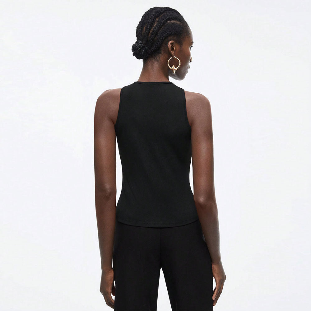 Damen modisches Trägertop mit innovativem Cut-Out-Design und metallischen Akzenten Drune