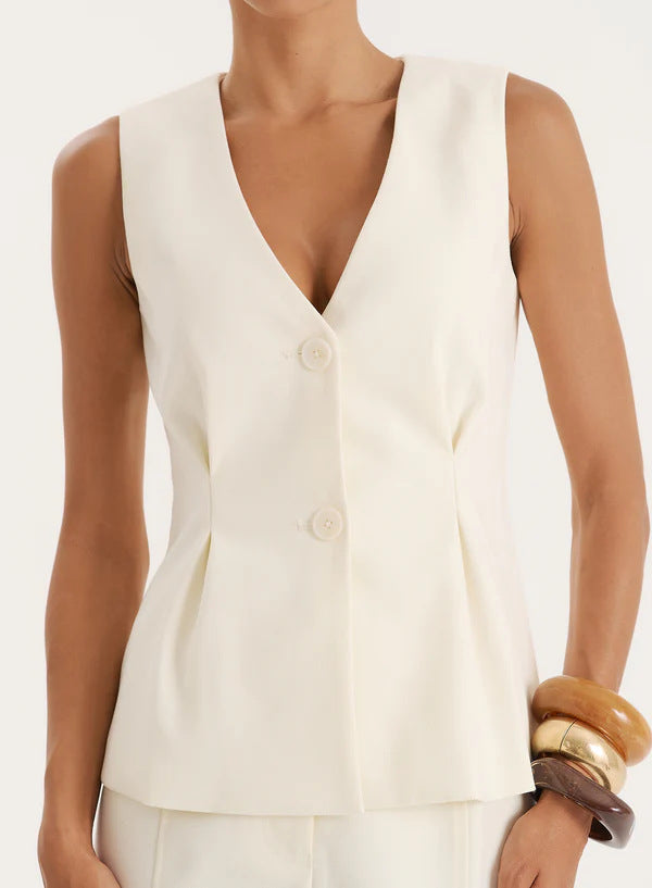 Damen elegante Bluse mit V-Ausschnitt und plissierten Details Drune