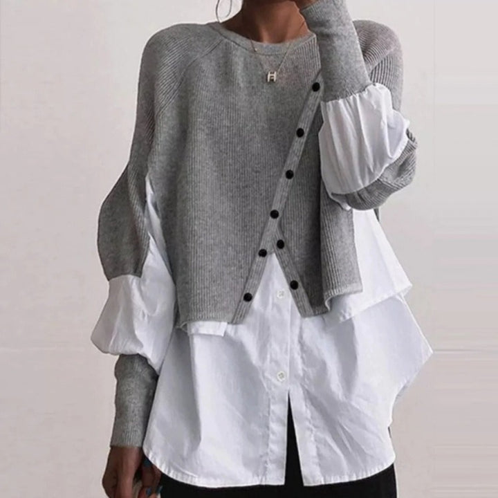 Damen Strickpullover mit integriertem Hemd Drune