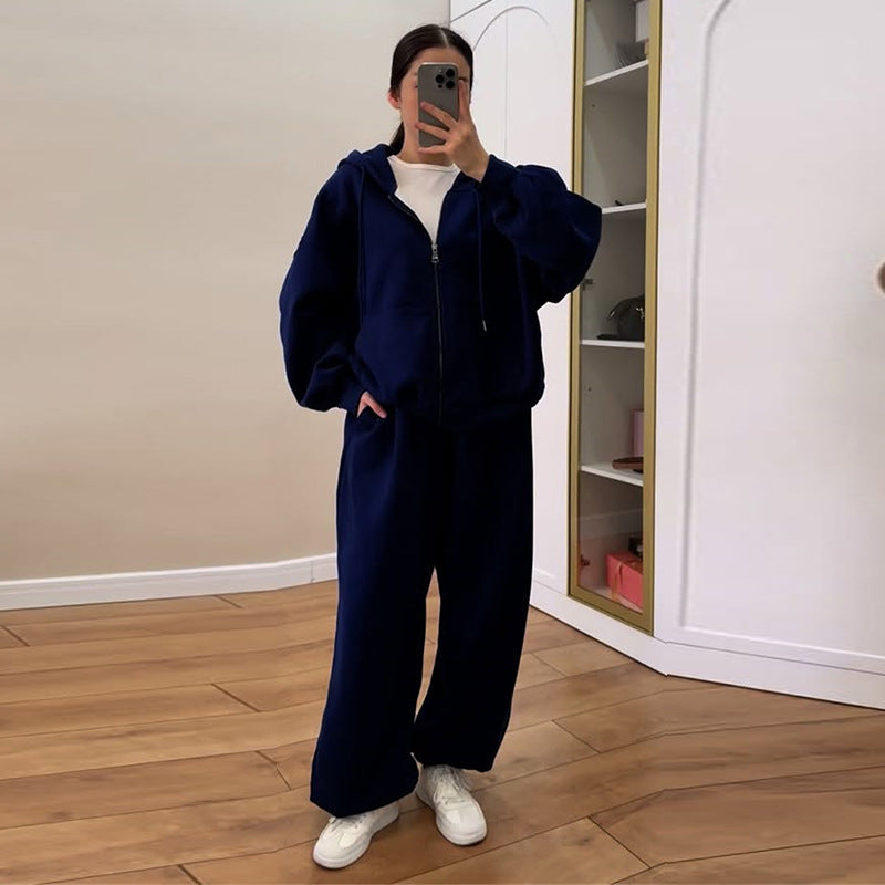 Damen lässiger Hoodie- und Jogginghose-Anzug Drune