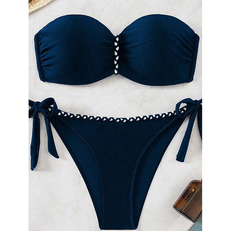Damen Bandeau-Bikini mit verstellbaren Trägern und raffinierter Raffung Drune