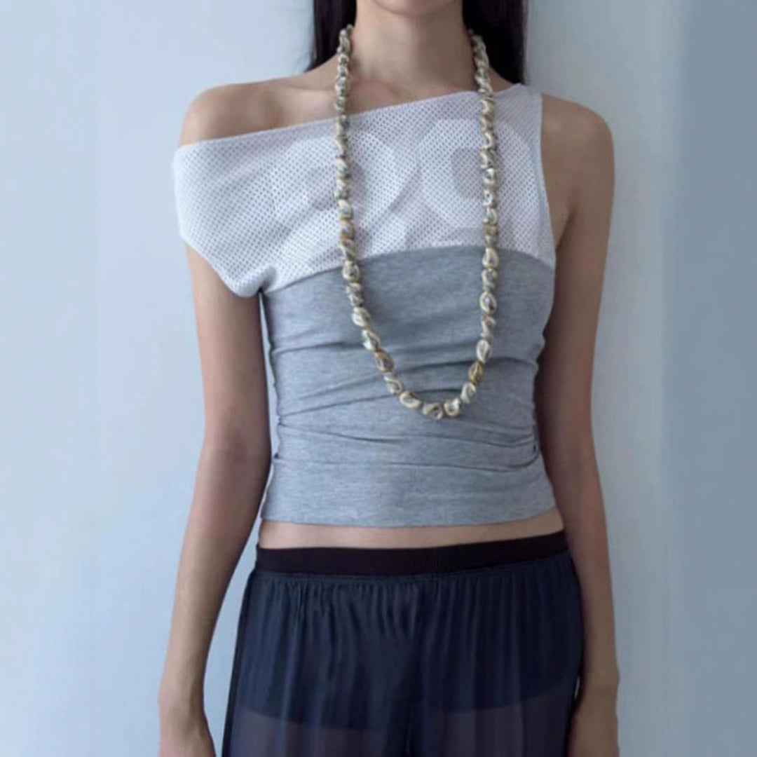 Damen Sporttop mit modischem Netzdesign und figurbetontem Schnitt Drune