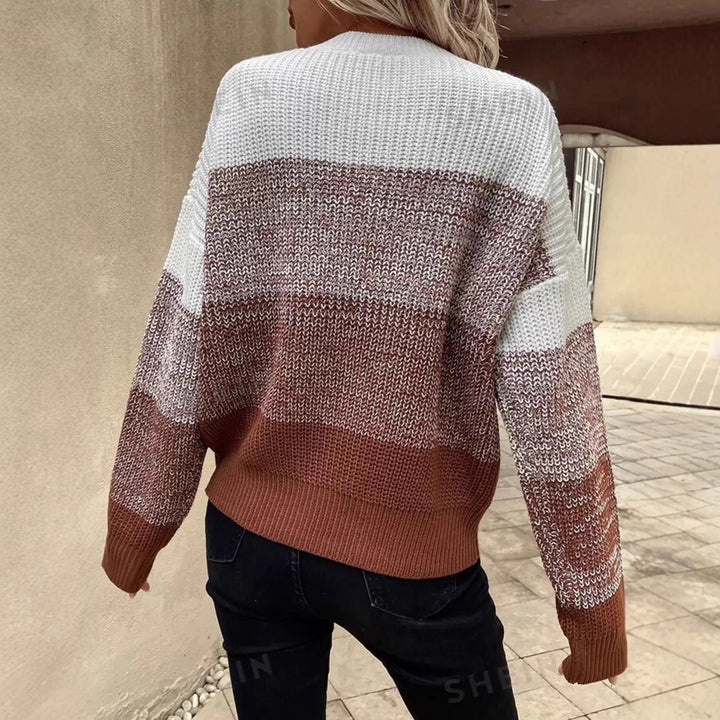 Damen Strickpullover im modernen Blockstreifen-Design Drune