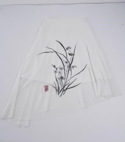 Damen asymmetrischer Rock mit floralem Design und elastischem Bund Drune