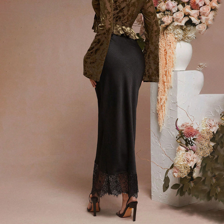 Damen Maxirock mit floraler Spitze und elegantem Saum Drune