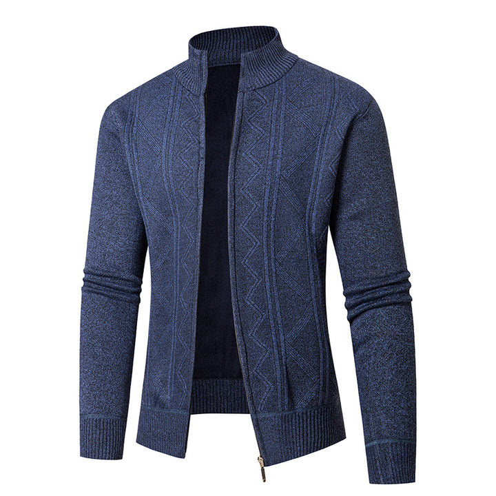 Herren Strickjacke mit eleganten Mustern und modernem Stehkragen Drune