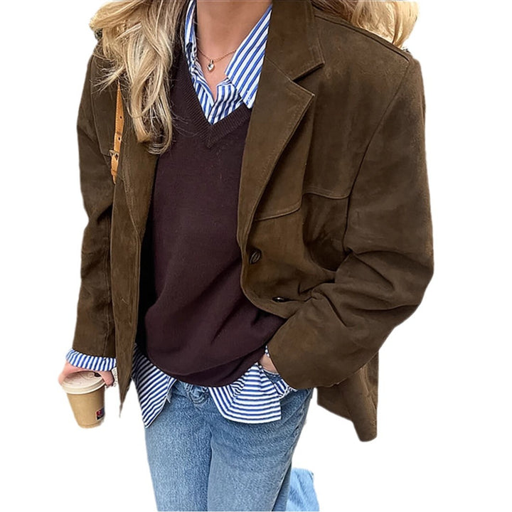 Damen Elegante Suede Blazerjacke Drune