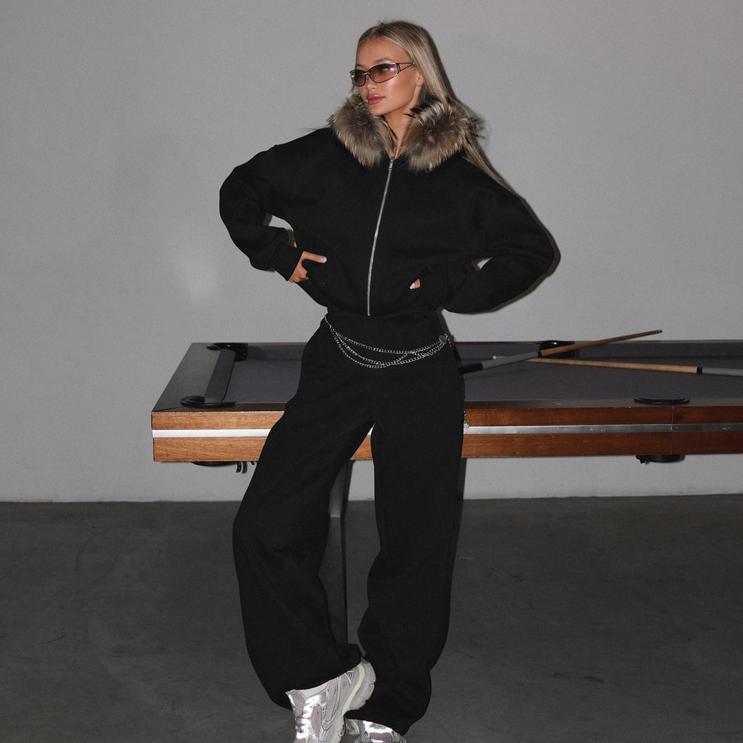 Damen lässiger Oversized Hoodie mit Reißverschluss und seitlichen Taschen Drune