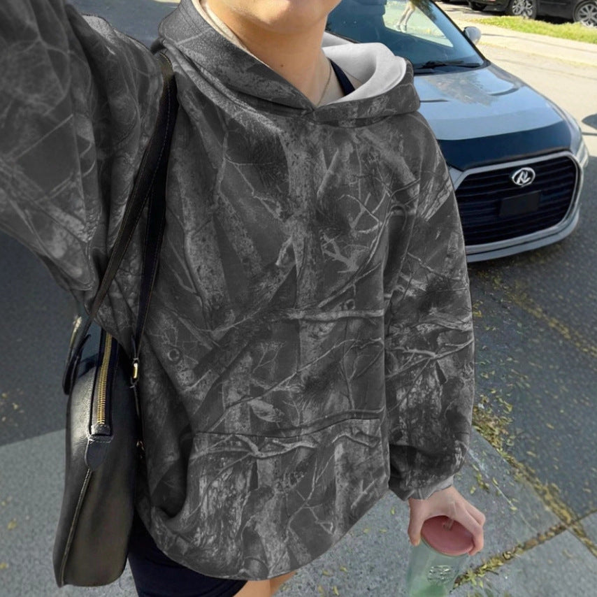 Damen lässiger Kapuzenpullover mit Camouflage-Muster Drune