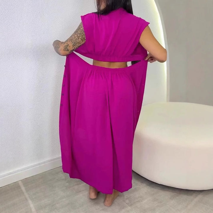 Damen Midikleid mit Knopfleiste und Cut-Out-Details Drune