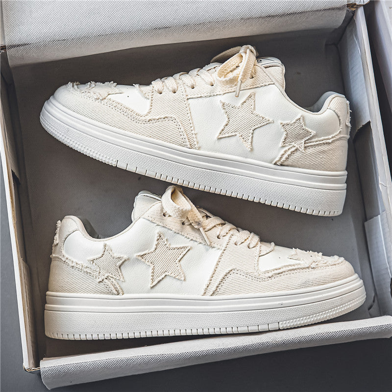 Damen modische Sneakers mit gesticktem Sternendesign und lässigem Look Drune