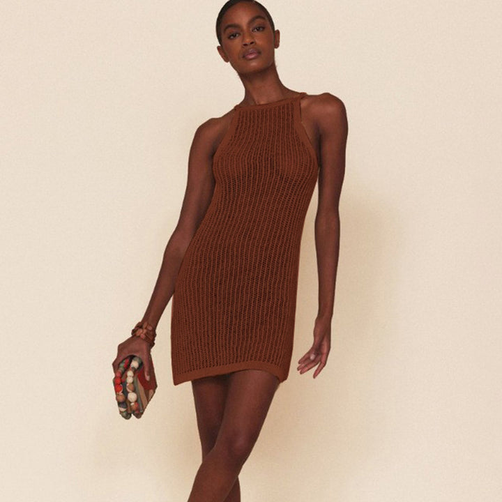 Damen lässiges Häkelkleid im minimalistischen Stil Drune