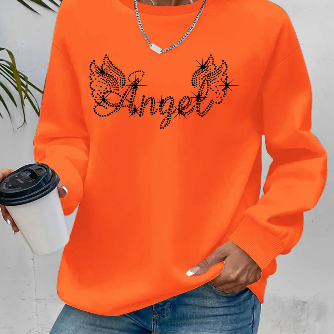 Damen Sweatshirt mit glitzerndem Aufdruck und lässigem Schnitt Drune
