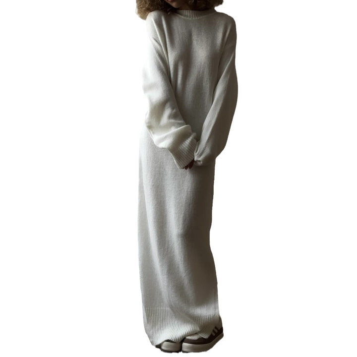 Damen Oversized Strickkleid mit langen Ärmeln und breitem Saum Drune