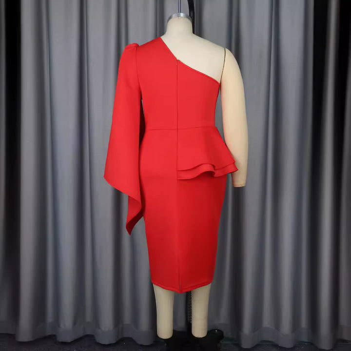Damen Elegantes Abendkleid mit asymmetrischem Design und Volant Drune