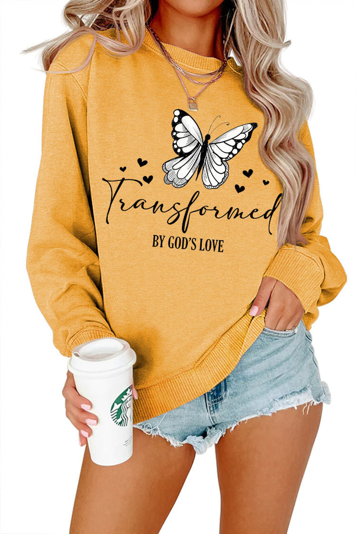 Damen Sweatshirt mit künstlerischem Schmetterlingsmotiv und inspirierendem Schriftzug Drune