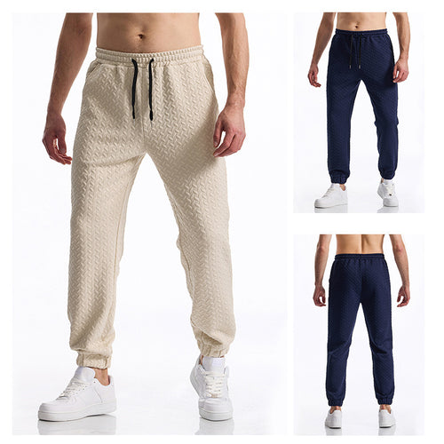 Herren bequeme Freizeithose mit elastischem Bund und Strukturmuster Drune