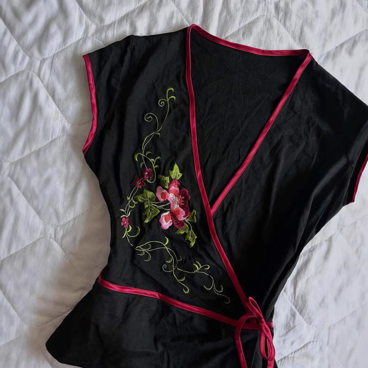 Damen Blusenkleid mit floralen Stickereien Drune