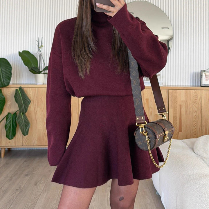 Damen lässiges Sweatshirt-Kleid mit hochtägiger Ärmeln Drune
