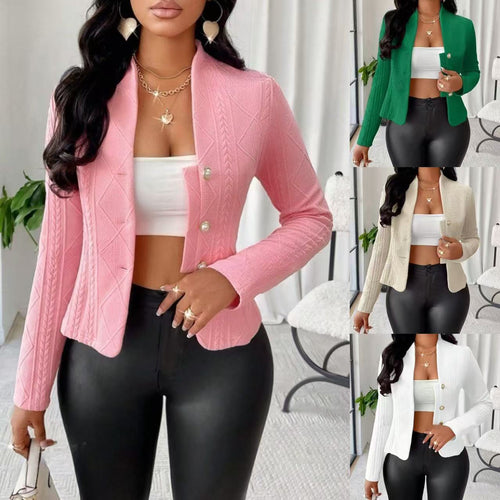 Damen Mode Blazer mit strukturiertem Design und glänzenden Knöpfen Drune