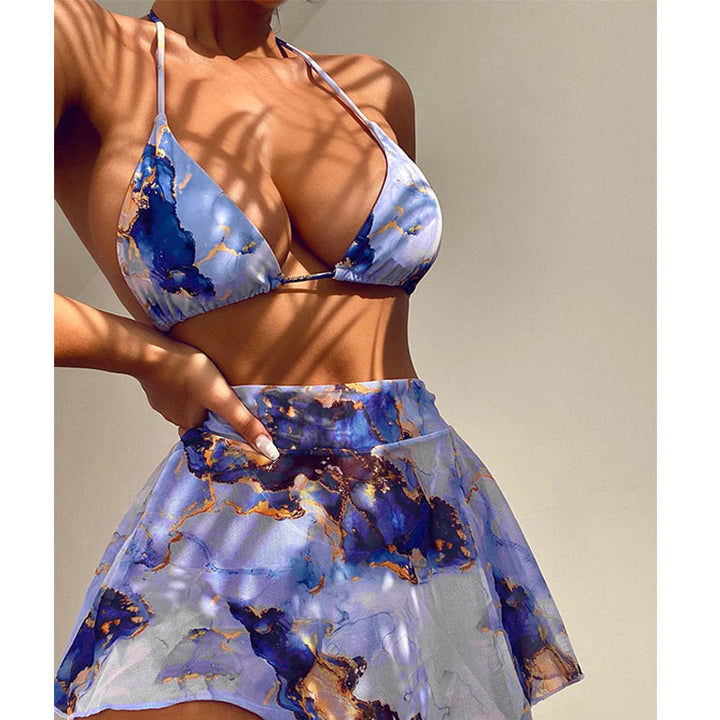 Damen Bikini-Set mit floralem Wickelrock und verstellbaren Trägern Drune