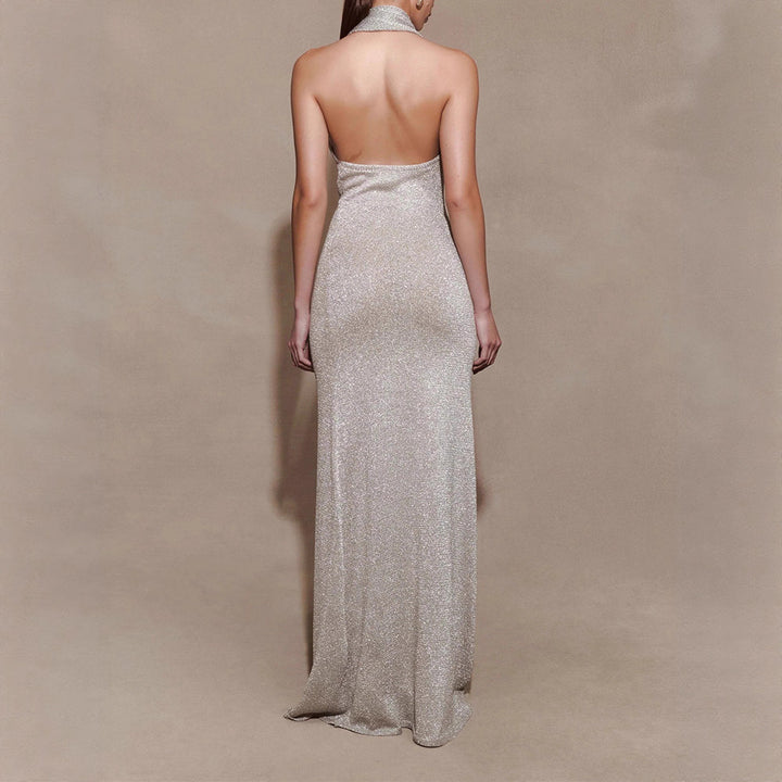 Damen Elegantes Maxikleid mit schimmerndem Stoff und raffiniertem Wickeldetail Drune